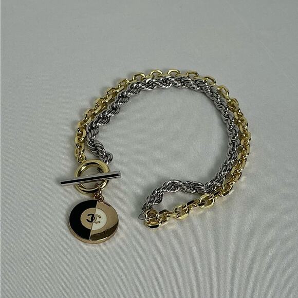 Chanel Two Tone Gold and Silver Chain Necklace Pendant - Picture 2 of 7